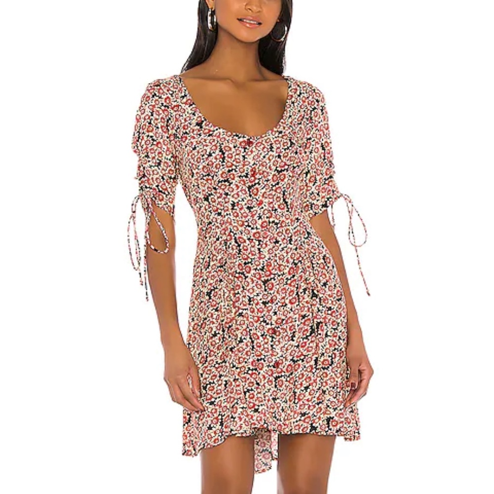 NWT Free People Laced Up Mini Dress Red and Black Size M